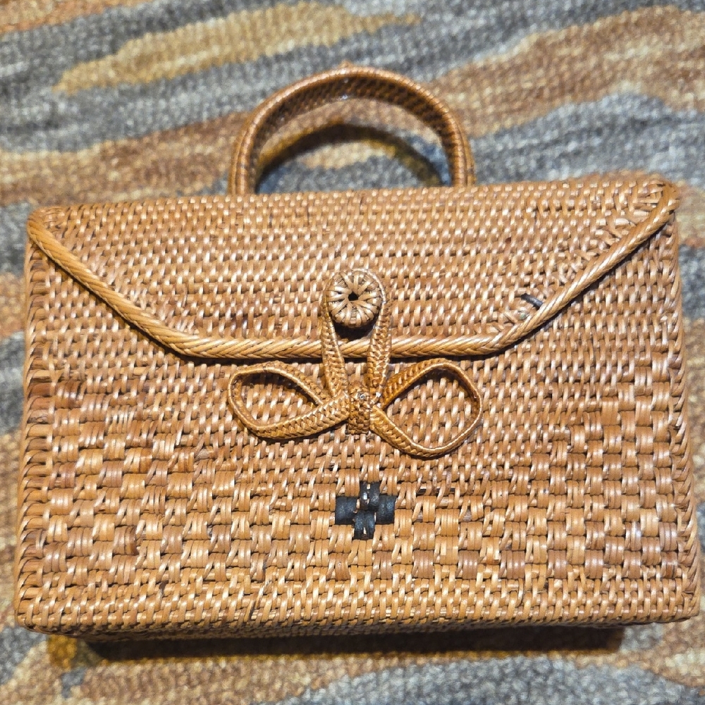 Anthropologie Bailey Rattan Crossbody Bag